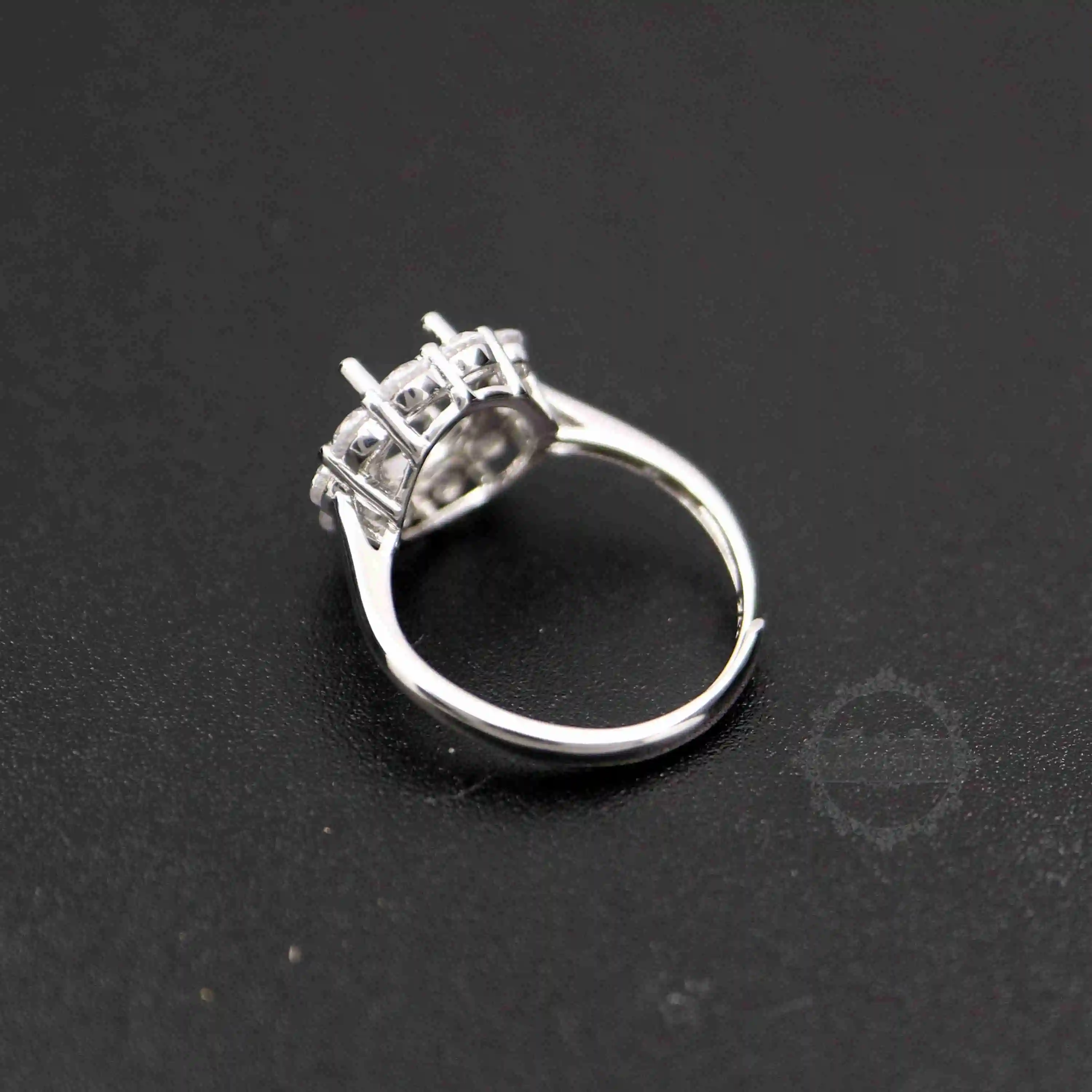 4-8MM runde blume silber Edelsteine CZ stein prong solide 925 sterling silber lünette fach DIY einstellbare ring einstellungen 1212046