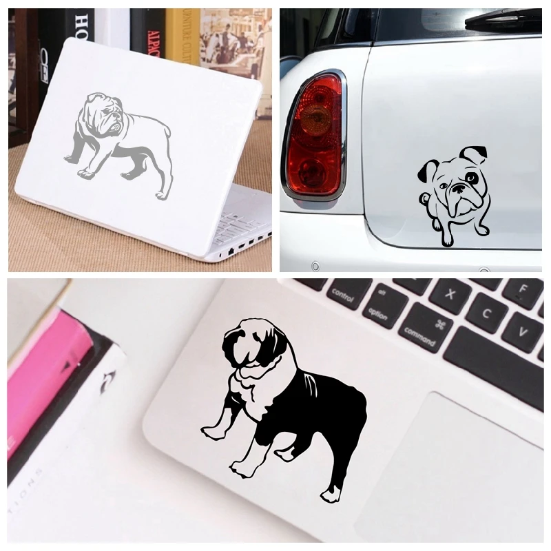 English Bulldog Decals Car Decor , Funny Cute Dog Silhouette Vinyl Sticker Laptop Decal for Apple MacBook Air / Pro Decoration