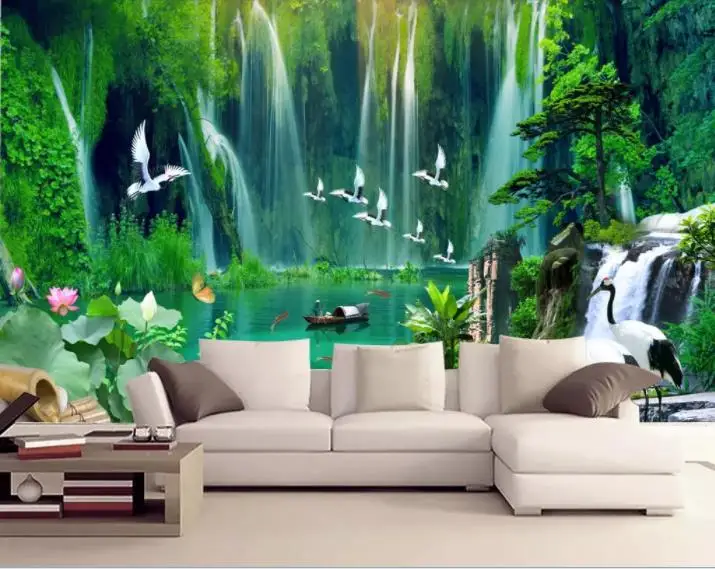 

3d wall murals Custom photo wallpaper Non-woven waterfall Living Room Sofa Backdrop Home Decor wallpaper roll