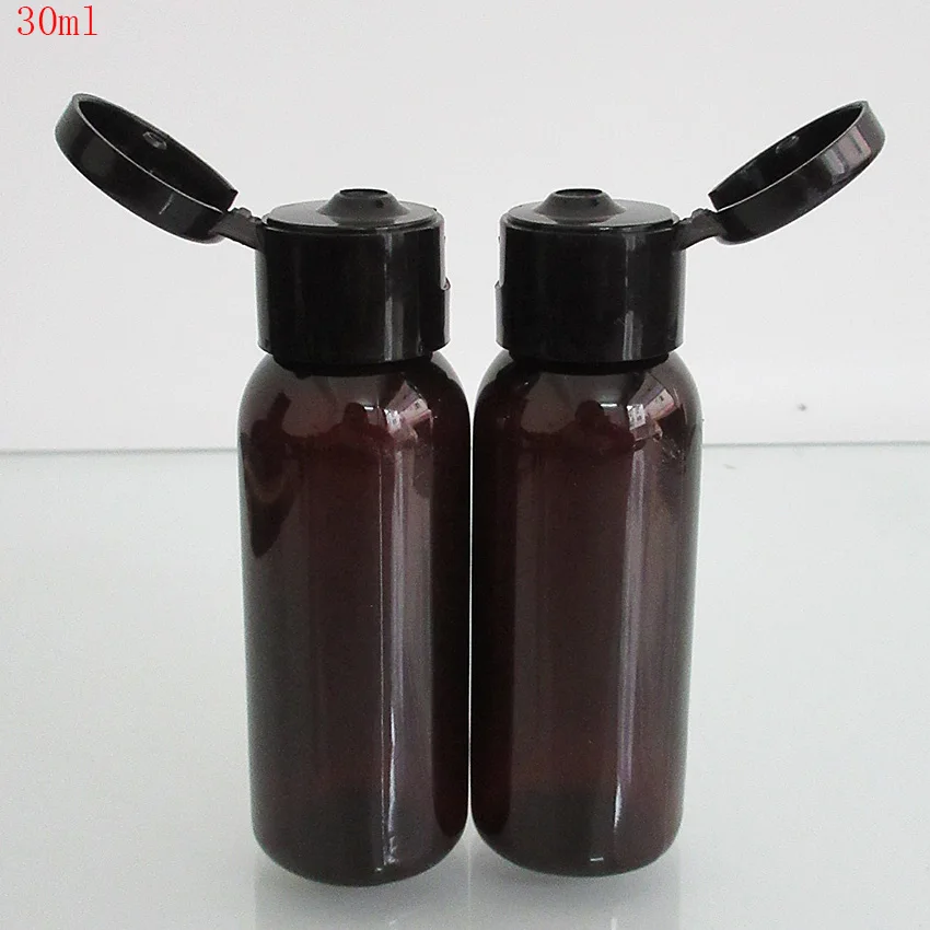 10pcs 1OZ/30ml Amber bottle PET plastic Empty Refillable bottle for tatto Ink,Eliquid,interchangeable Round bottle with flip cap