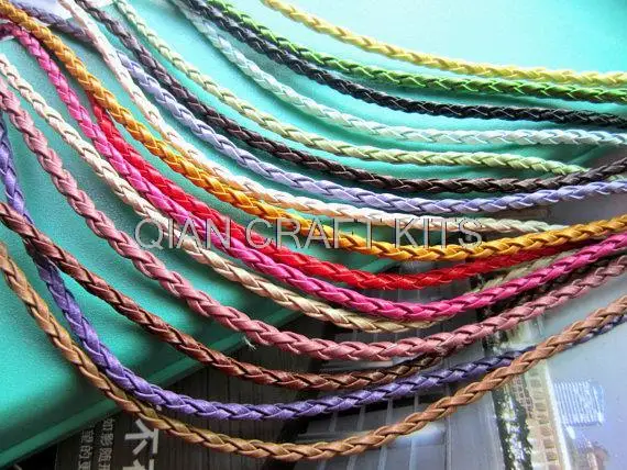 50 yards mixed colors 3mm braided faux leather necklaces cords random mix color or you pick