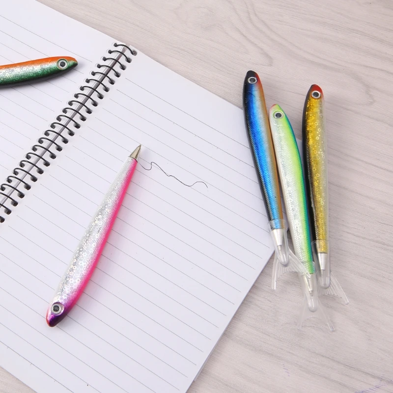 Caneta esferográfica criativa com forma de peixe, assinatura marítima para material de escritório e escola