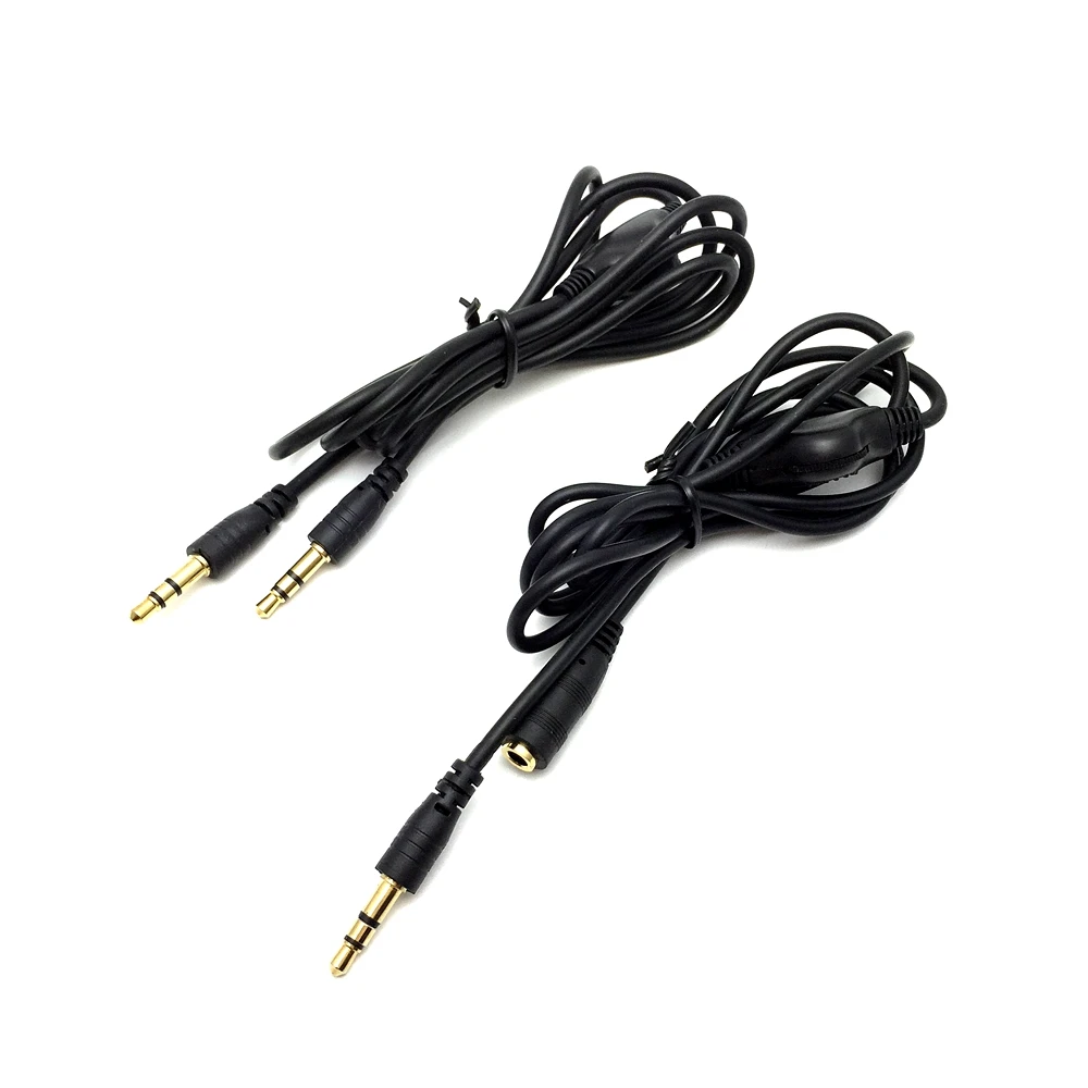 محول كابل صوت ستيريو من ذكر إلى أنثى ، 1 متر ، 3.5 مللي متر ، مع التحكم في مستوى الصوت ، لأجهزة iphone 5 6 plus ipod