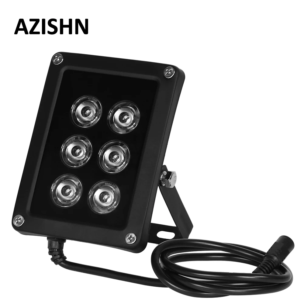 AZISHN nowy CCTV 6 sztuk Array LEDS oświetlacz IR światło podczerwone wodoodporny noktowizor CCTV wypełnij światło dla kamera monitorująca