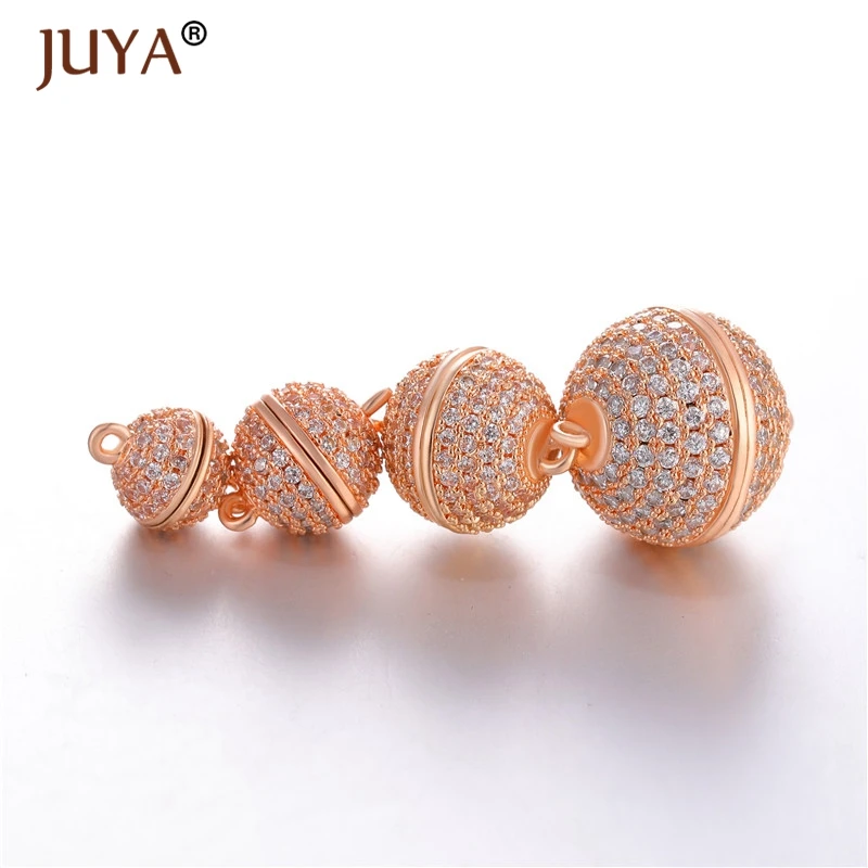 Jewellery Making Supplies 5 pieces Wholesale Luxury AAA Zircon Rhinestone Ball Magnetic Clasps Hooks For Necklace Bracelet