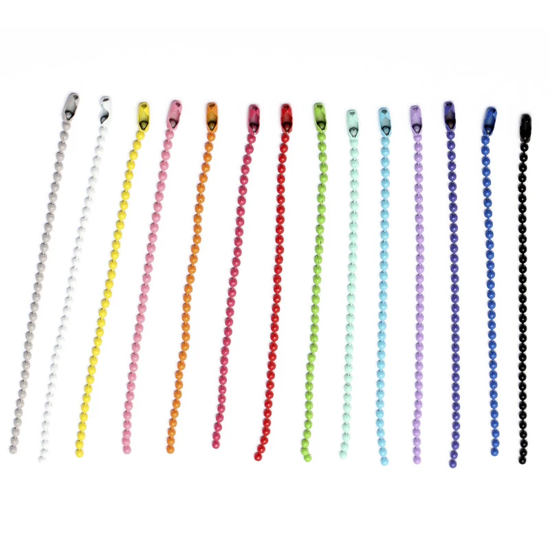 

50pcs/lot 12CM length Colorful Ball Bead Chains Fits KeyRing/Key Chain/Dolls/Label Hand Tag Connector DIY Jewelry Making