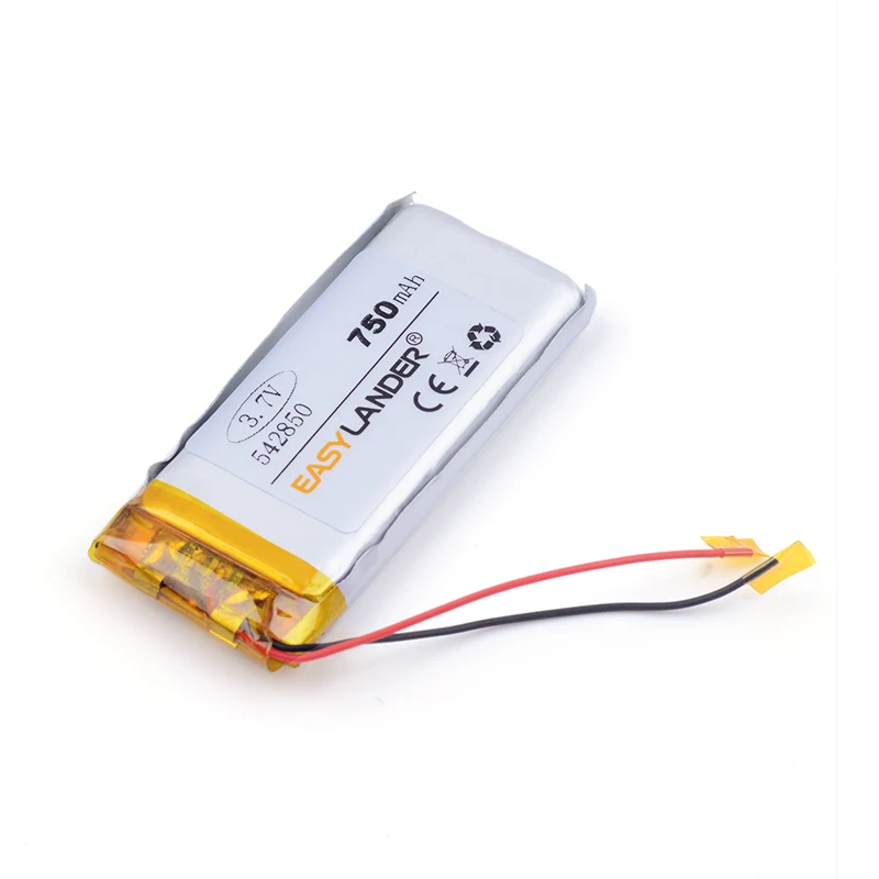 Bateria recarregável do polímero do Li-íon do lítio, para DVR, GPS, MP3, telefone celular, tabuleta, 3.7V, 750mAh, 542850