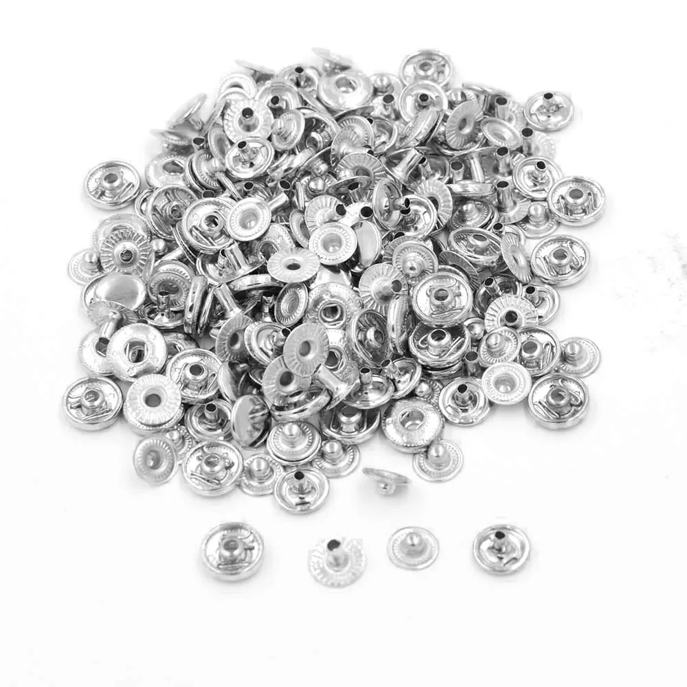 50 Sets Silvery 8 MM Snap Buttons Rivet Metal Buckle Combination Sewing Repair Snap-fastener