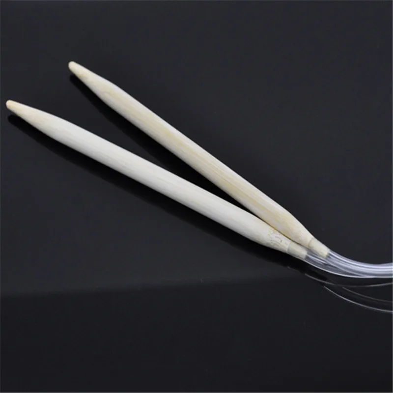 3-13mm Natrue Bamboo Circular Knitting Needles Transparent Tube Crochet Hooks DIY Wools Crafts Knitting Tool 120cm long,1Pair