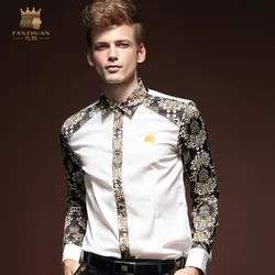 Free Shipping New fashion casual male men's Large size Insert Long Sleeved Shirt autumn personality raglan shirt 14256 FanZhuan