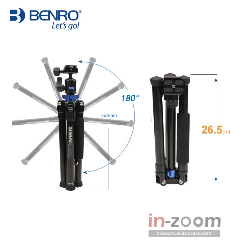 Benro IS05 Aluminum Alloy Tripod Kit Center Column Can be Selfie Stick Monopod for Smartphones Mirrorless Cameras Oversea Stock