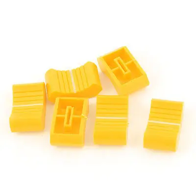 6pcs Digital Audio Mixer Fader Effects Slide Switch Cap Knob Yellow 8 x 2mm