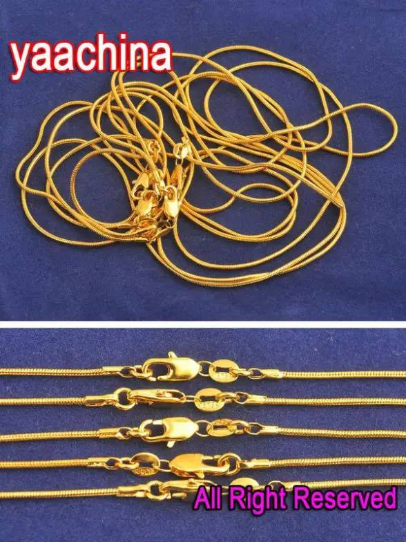 

Nice 5PCS 18 Inches Fashion Accessory Yellow Gold Filled Necklaces Snake Chain New Necklace 1.3MM For Pendant