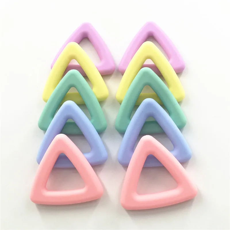 Chenkai 10PCS BPA Free Silicone Triangle Teether Beads Baby Pacifier Dummy Teething Chewable Pendant Jewelry DIY Sensory Toy