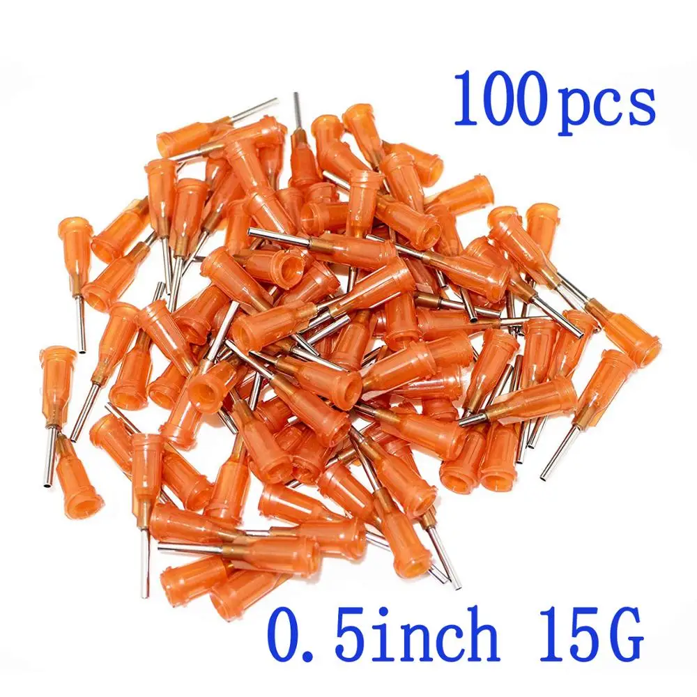 

100pcs Blunt Tip Dispensing Needles Syringe Needles 15G x 0.5" (0.5inch Length) With Luer Lock for Mixing Many Liquid(15Ga)