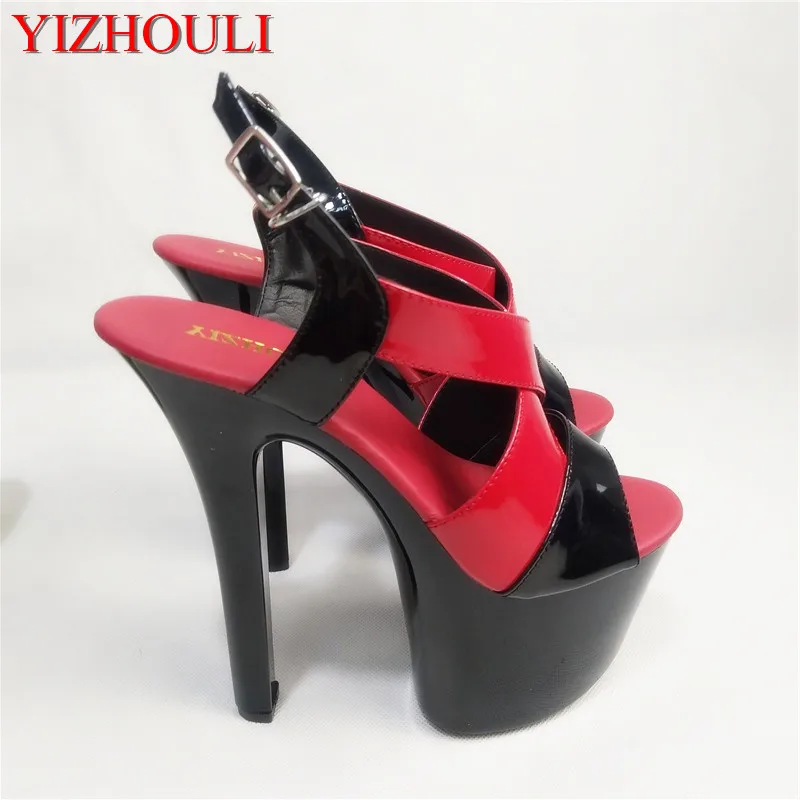 17 cm women's high heels, 7 inch high color stiletto sandals, sexy nightclub stage sandals