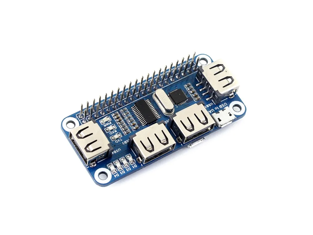 Waveshare USB to UART converter 4 Port USB HUB HAT for for Raspberry Pi 5/4B/3B compatible with USB2.0/1.1