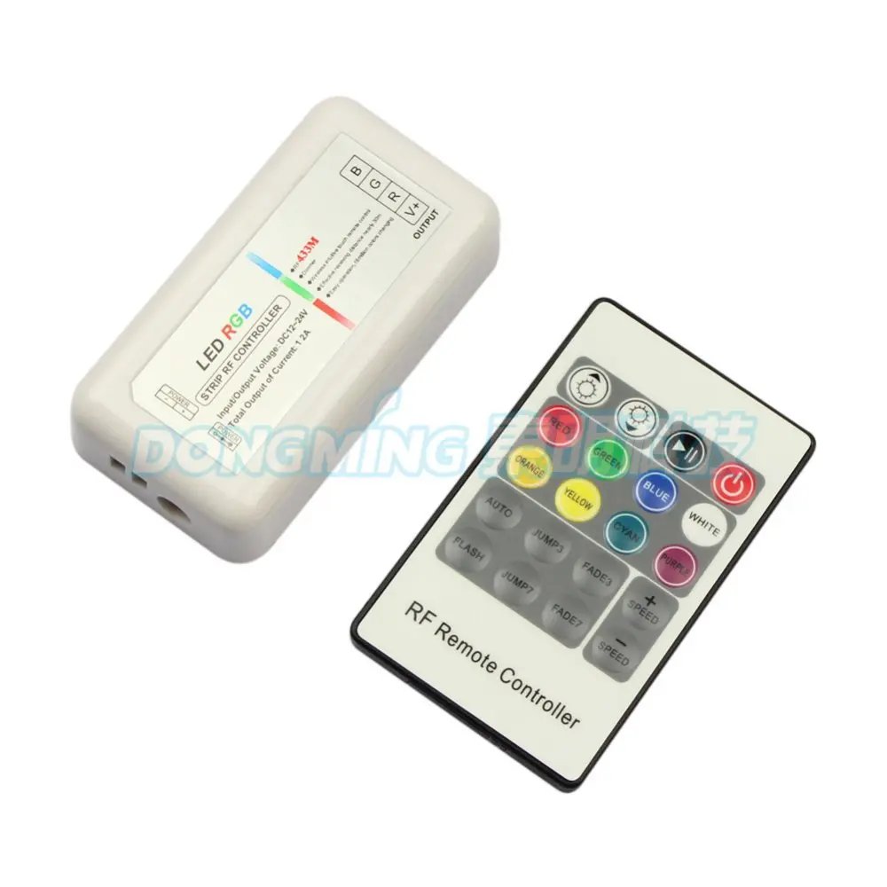 

Free Shipping aluminum RF comtroller 433M 20 Keys 12A DC12V-24V RGB LED Strip Controller With Easy Connection For LED RGB Strips