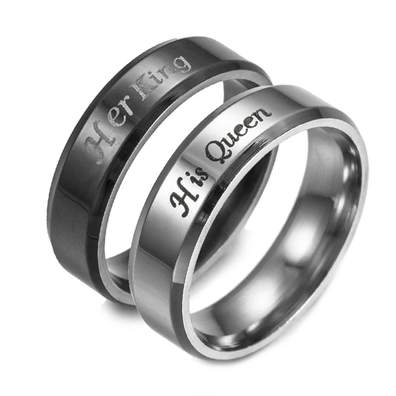 Gaxybb Fashion Stainless Steel Rings Lover design from YOUR QUEEN and YOUR KING couple rings for lovers