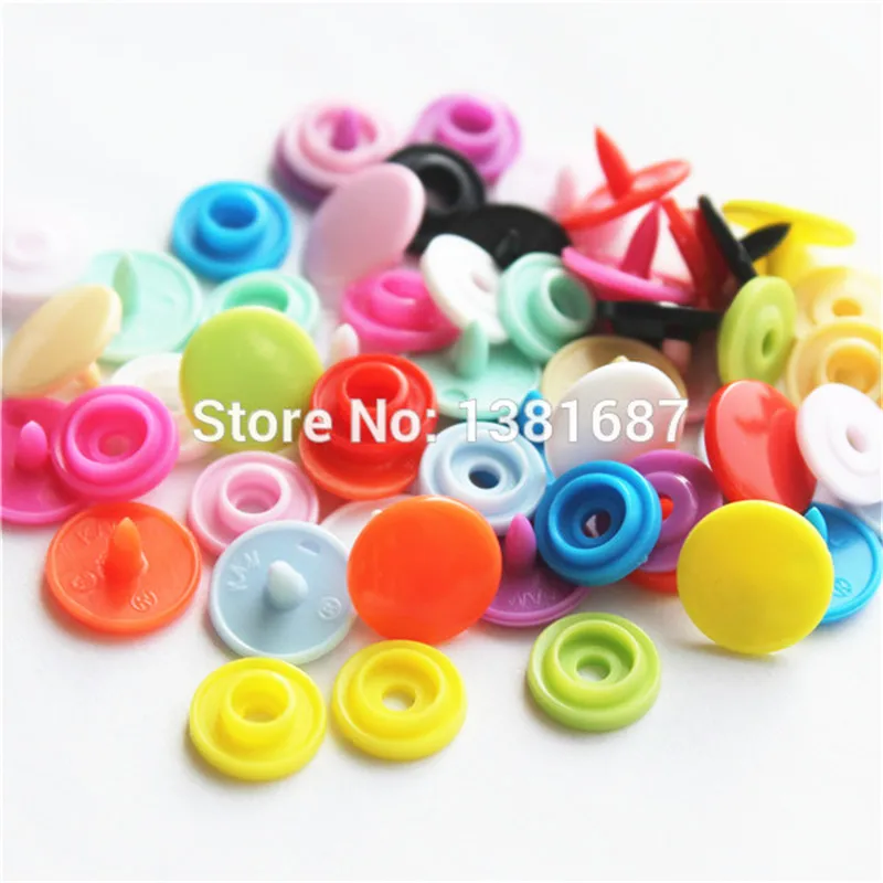 KAM 15 Colors Glossy Fastener Resin Snap Buttons T3 Caps 10 MM 150 Sets Plastic Box Packing Separately