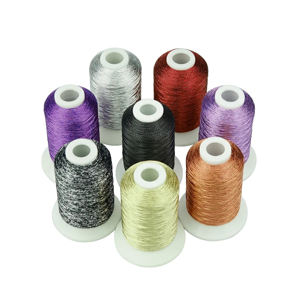 Multicolors 8 Halloween Colors/kit Simthread Metallic Embroidery Thread 550 Yards/Cone