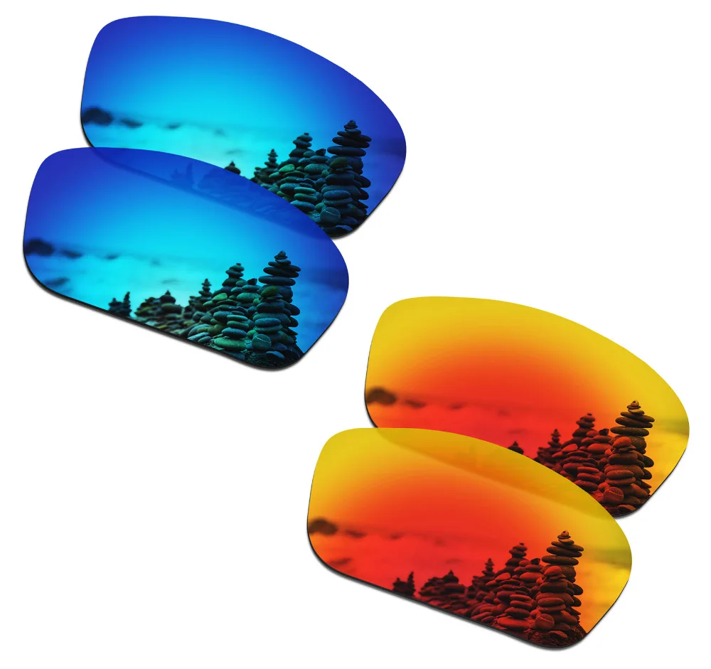 

SmartVLT 2 Pairs Polarized Sunglasses Replacement Lenses for Oakley Straightlink Ice Blue and Fire Red