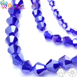 OlingArt 3/4/6/8mm  Bicone Upscale Austrian Multicolored crystal Dark blue color beads Loose bead bracelet DIY Jewelry Making