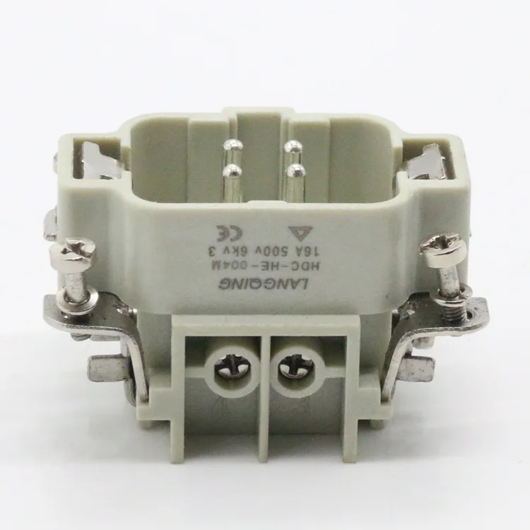 Heavy-duty connector rectangular plug four core side of the wire and the 16A500V waterproof hot runner Single button