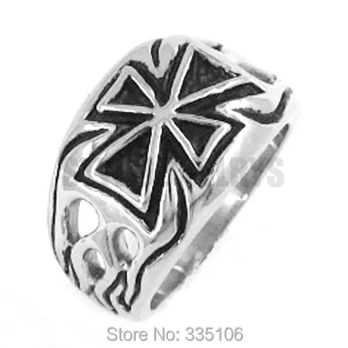 Free shipping! Flame Cross Ring Stainless Steel Jewelry Gothic Motor Biker Ring Punk Ring SWR0196