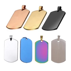 10 Pcs Wholesale Rectangle 6 Colors Men Stainless Steel Stamping Blank Dog Tags Pendant Necklace Jewelry Findings 24*40mm