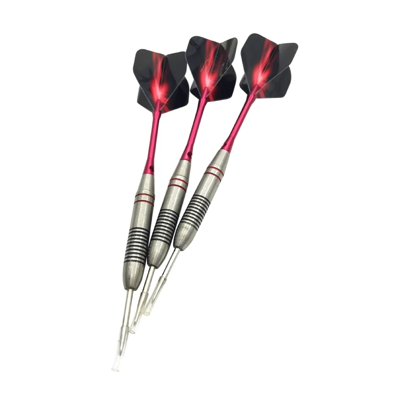 Easytoday 3 Pçs/set Aço Tip Darts Set Professional Disco Dardos Eixos Voos Dardos Tipo Tambor De Aço Inoxidável De Alumínio Vermelho