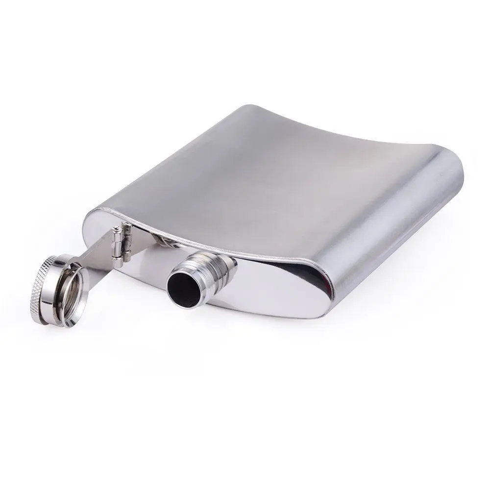 18oz 500ML  Stainless Steel Liquor Hip Flask with Screw Down Cap Black color or Sliver color available , Logo free engraved