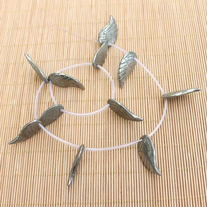 Natural Pyrite 16x30mm Wing shape Beads 11pcs per strand,For DIY Jewelry Making !We provide mixed wholesale for all items!