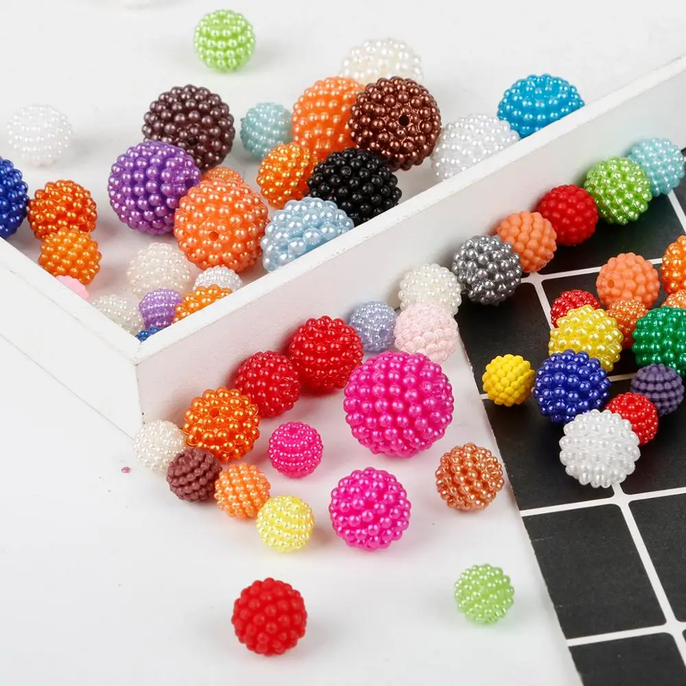 50pcs/lots 10mm High Quality ABS Imitation Pearl Bayberry Ball Beads For DIY Handmade Bracelet Jewelry Making Accessories