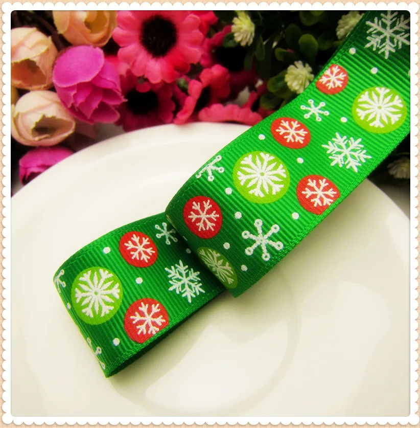 YJHSMY 1492168,25MM 6 style 5Yard/lot ribbon mix Christmas Series Printed grosgrain ribbon,DIY handmade materials,accessories