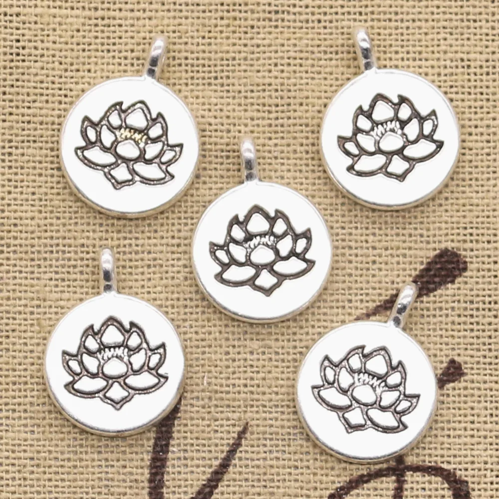 15pcs Charms Yoga Om Lotus Sitting 20x15mm Antique Silver Color Plated Pendants Making DIY Handmade Tibetan Silver Color Jewelry