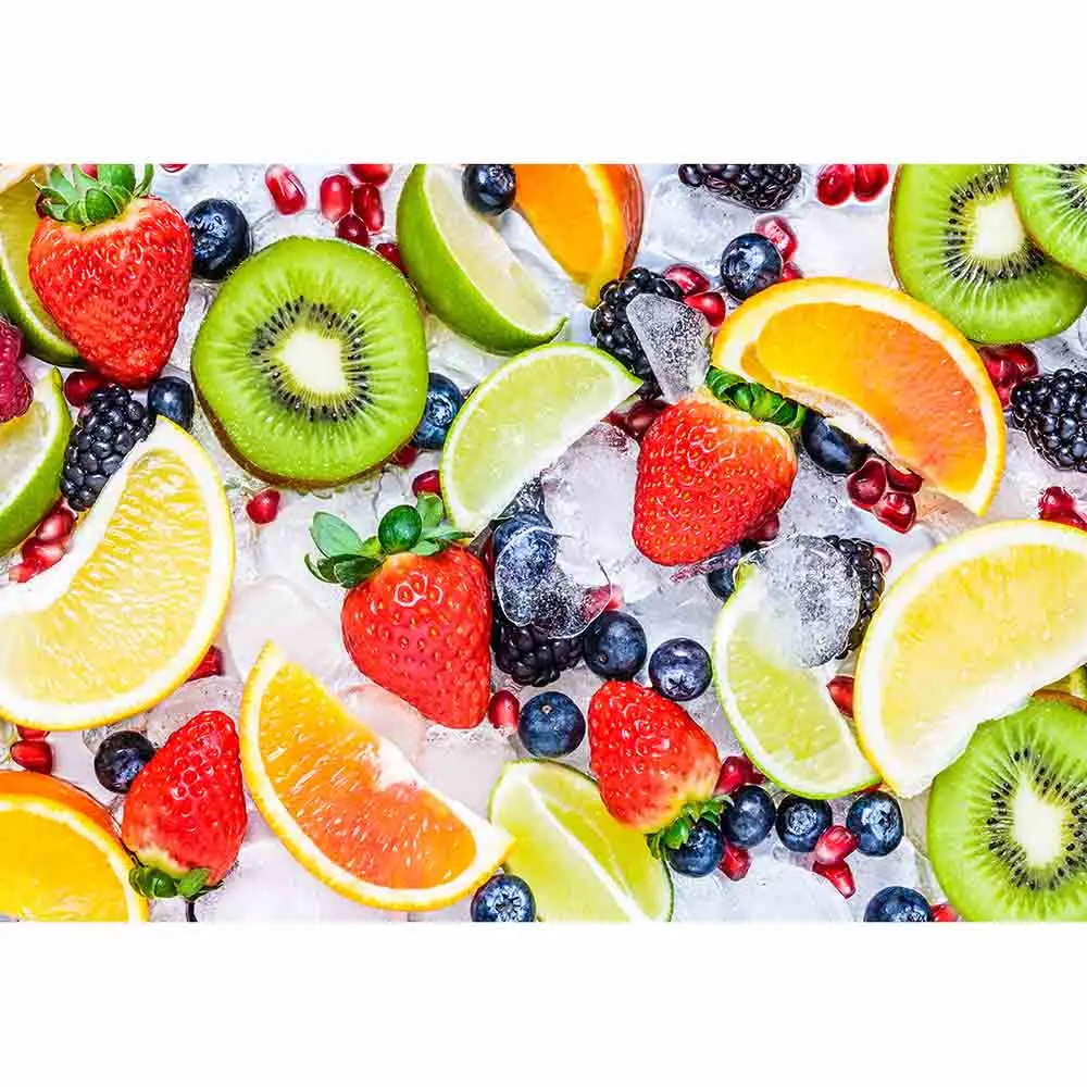 Funnytree backgrounds for photography studio fruit party ice summer colorful real blueberry orange strawberry kiwi new arrivals