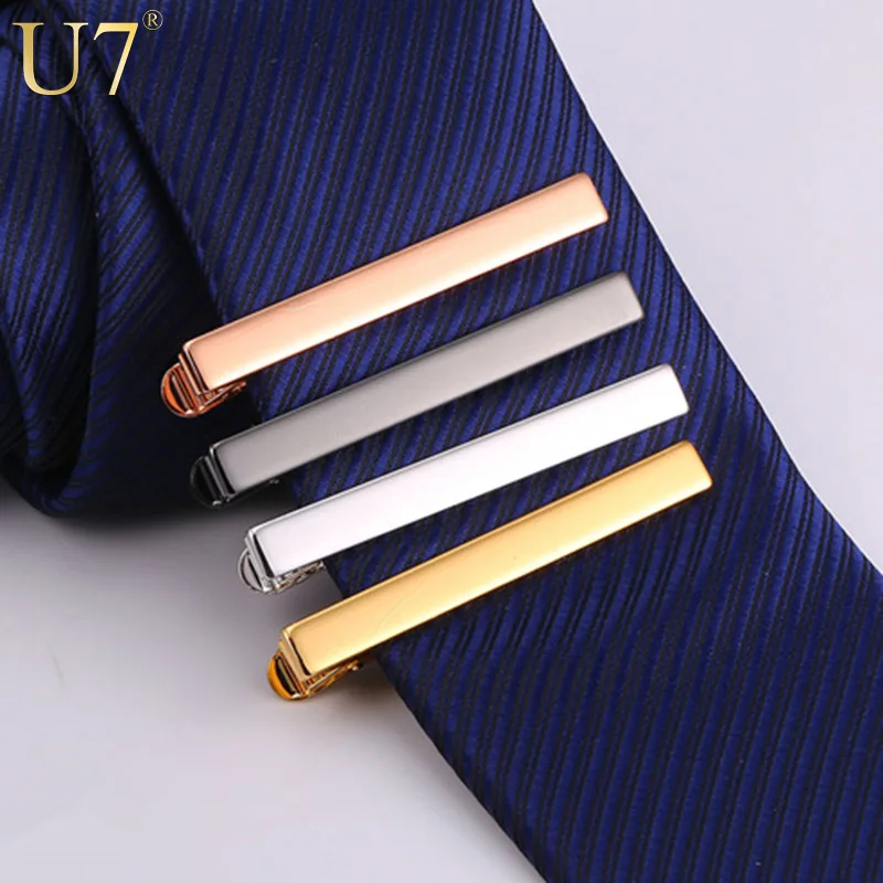 U7 Men Tie Clips for Wedding Anniversary 1 Set 4PCS Simple Style Male Business Necktie Clip Clasp Jewelry Customizable TC01 QC24