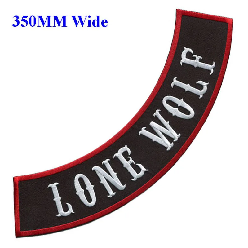 350MM wide rocker of LONE WOLF patch for full back embroidery patch/bordado flores/sewing gifts/bordados para costura