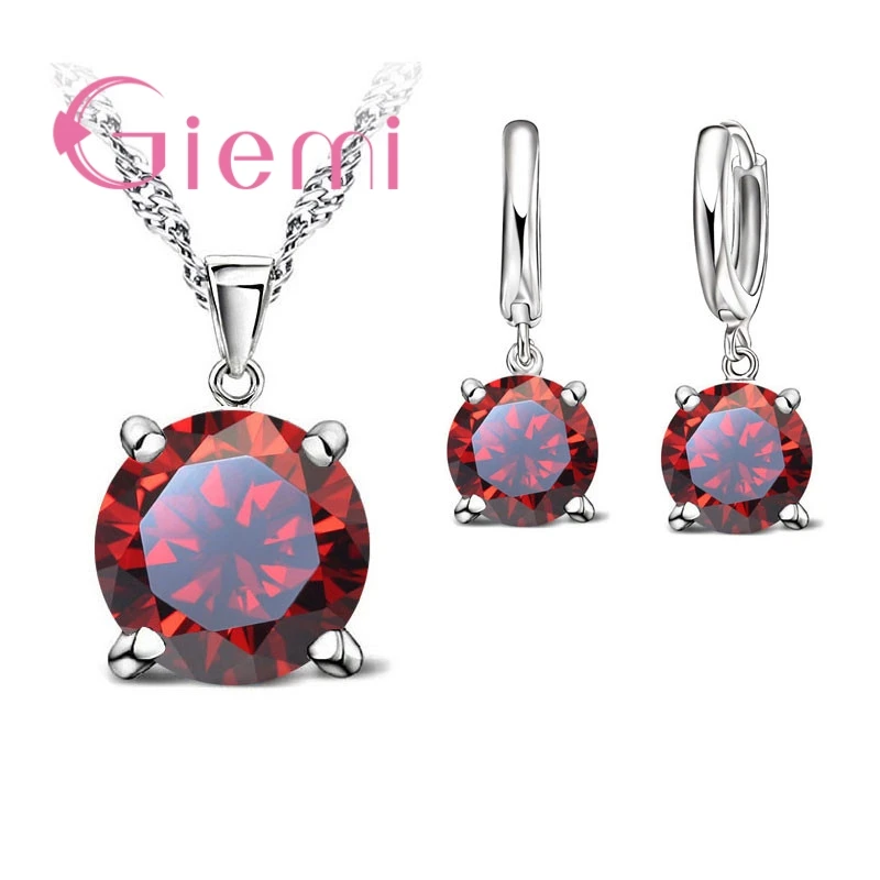 Beautiful Sparkling Crystal Jewelry Sets For Women Elegant Anniversary Accessories Exquisite Pendant Necklace Earrings