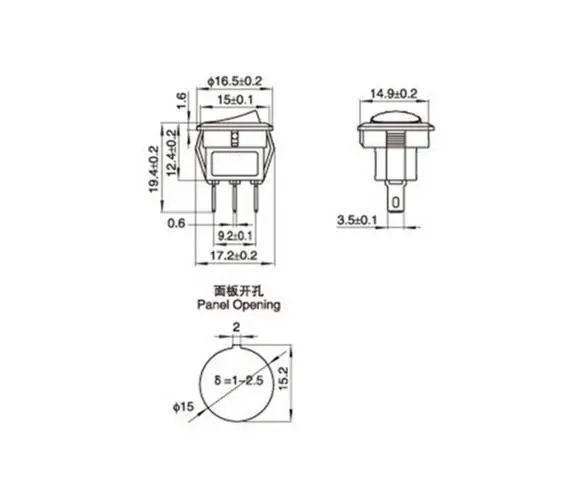 10Pcs Small Round Rocker Switch Black Mini Round Black 2 Pin ON-OFF 3A/250V 6A/125VAC With Transparent Waterproof Cap