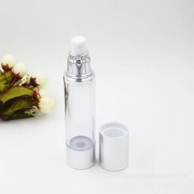 

Brand New 200pcs/lot 30ml Clear Refillable Airless Lotion Pump Bottle With Silver Pump Aluminum Over Cap