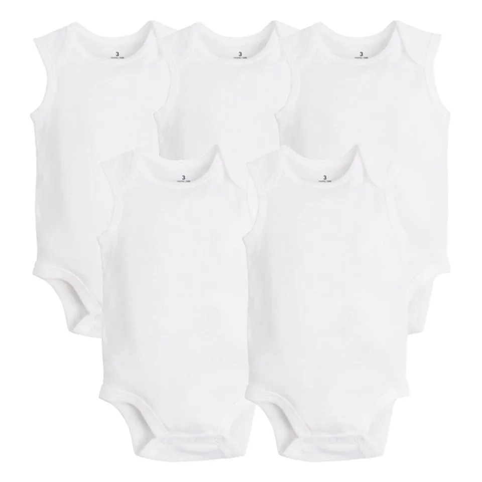 5 PCS/LOT Newborn Baby Clothing 2023 Summer Body Baby Bodysuits 100% Cotton White Kids Jumpsuits Baby Boy Girl Clothes 0-24M