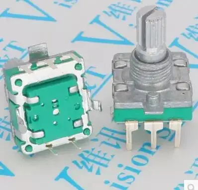 360 도 로터리 인코더 스위치 EC16 인코더, 오디오 코딩, 5 핀 핸들 길이 15mm, 20mm 푸시 스위치, 5 개