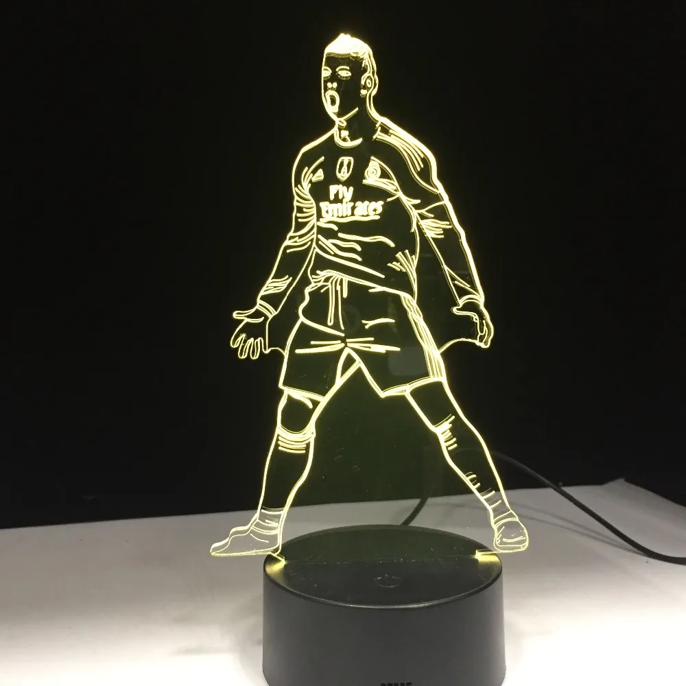 Football Soccer Player 3D Lamp Model Acrylic Panel 7 Colors Change LED Base Night Light New Year Gift Family Decoration Dropship