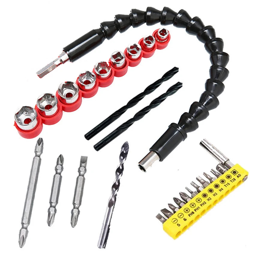 

1 Set Combination Tools 10mm 65mm Screwdrivers Bits Flexible Shaft 5-13mm Sockets 6mm 8mm Twist Drill 8mm Ceramic Drills