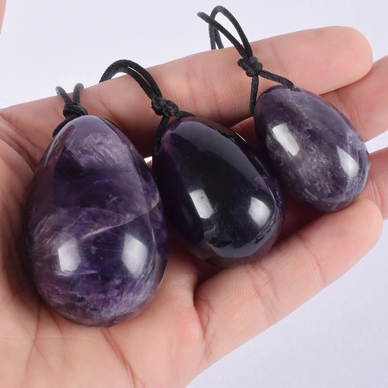Amethist Ei Yoni Massage Set Crystal Quartz Natuursteen Minerale Bal Kegel Oefening Bekkenbodem Spier Vagina Gezondheidszorg