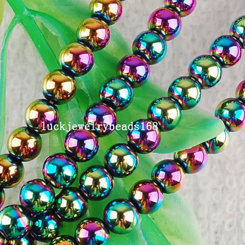 Fashion Jewelry 4mm Motley Magnetic Hematite Healing Ball Loose Beads 15.5\