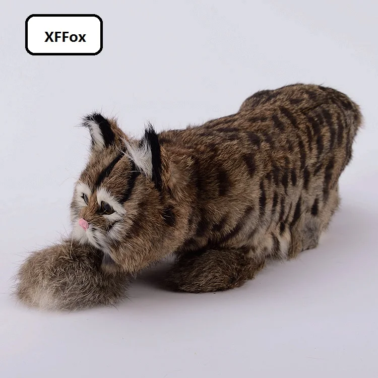 

big new simulation kahki cat model polyethylene&furs Mousetrap cat doll gift about 41x13x14cm xf1407