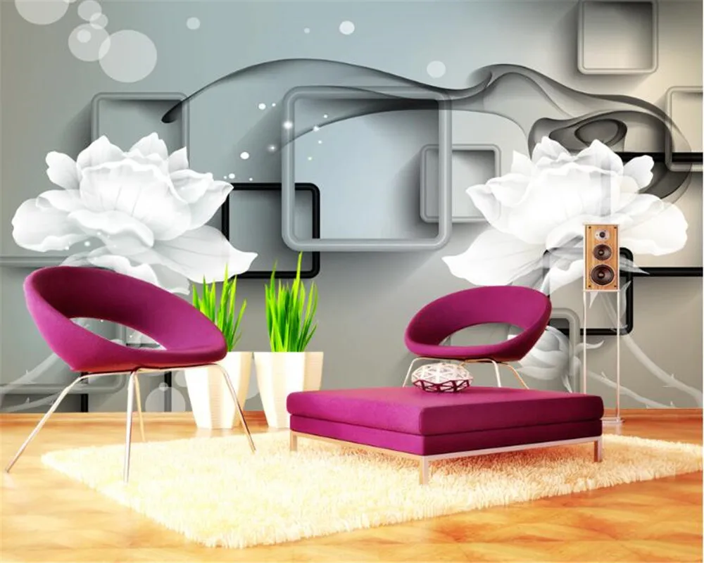 

Modern home background decorative effect wallpaper 3d transparent flower beautiful TV wall wallpaper for walls 3 d beibehang